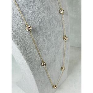J. Crew Necklace Pave Crystal Rhinestone Disco Ball Stations Gold Tone 34"